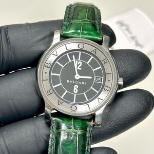 Bvlgari Solotempo ST35S Silver-Tone Date Swiss-Made 35mm Luxury Watch